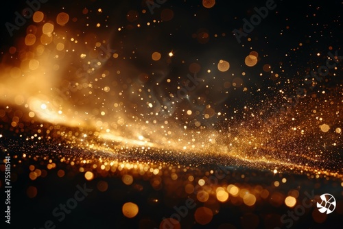 Blurry Gold Dust on Black Background
