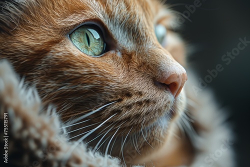 Close-Up of Ginger Cat With Green Eyes