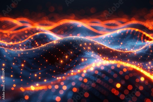 Glowing Lights and Waves Abstract Background