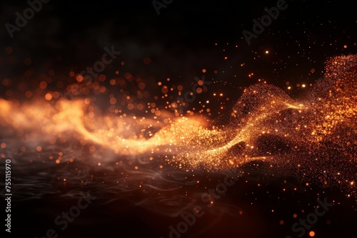 Vibrant Orange and Black Background With Lights
