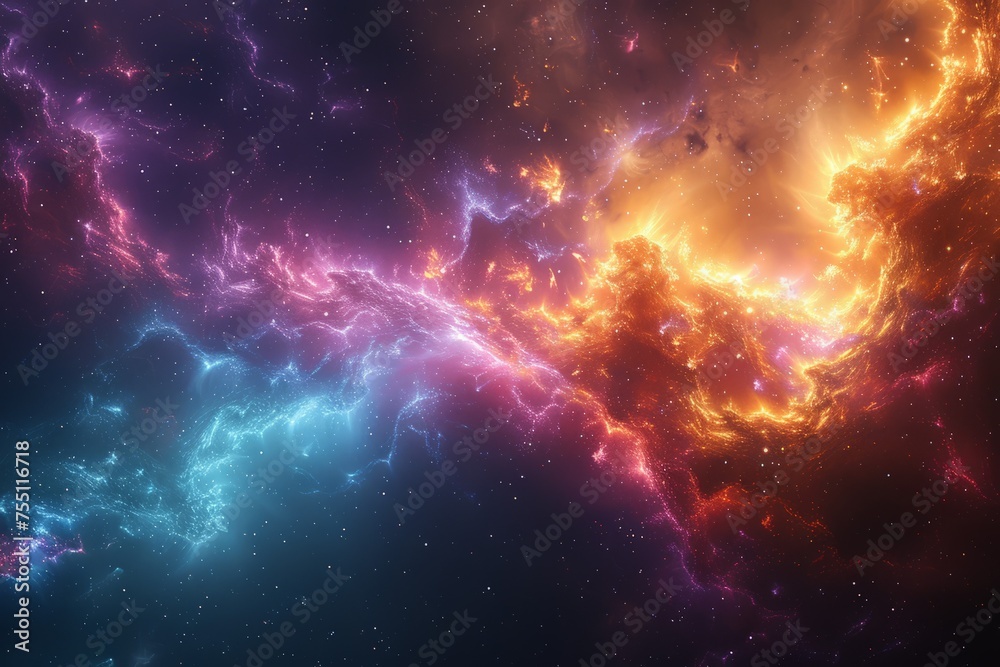Vibrant Cosmic Space With Stars and Clouds