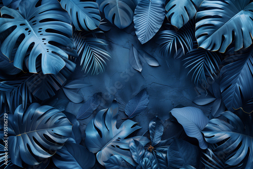 Blue tropical foliage leaves  © rouda100