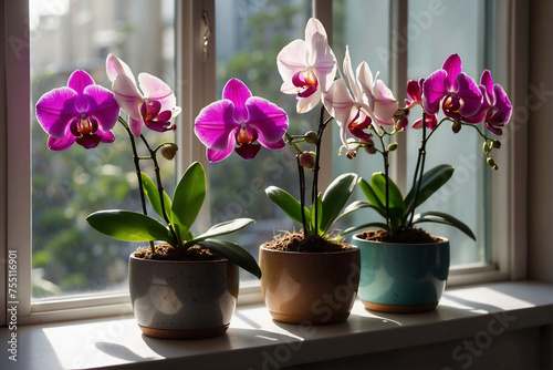 Orchideen im Sonnenschein: Ein Farbspiel auf der Fensterbank