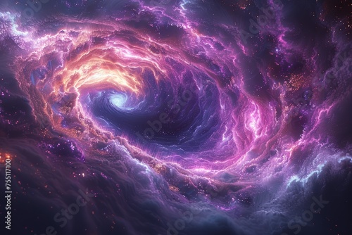 Swirling Purple and Blue Spiral in Space