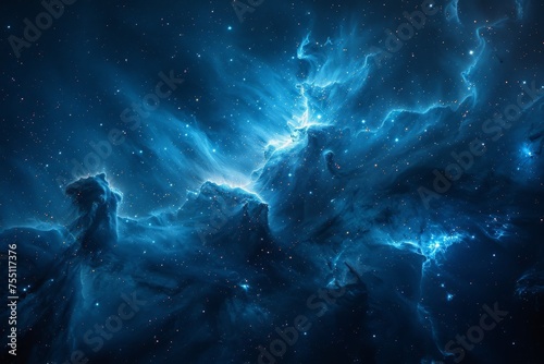 Deep Blue Space Filled With Stars and Clouds © Ilugram