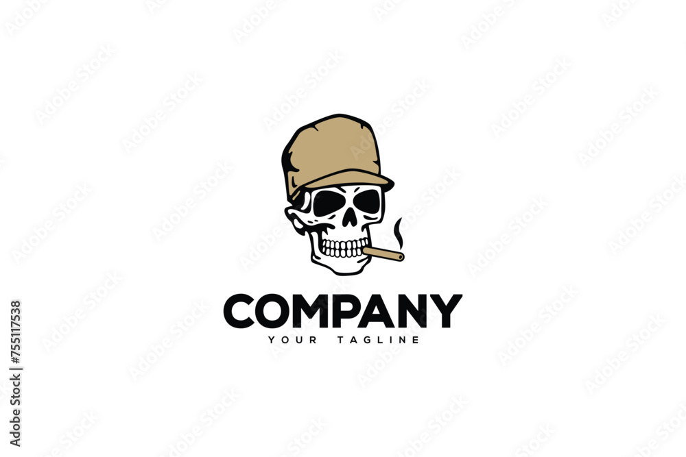 Skull Logo Design - Smoking Logo Design
