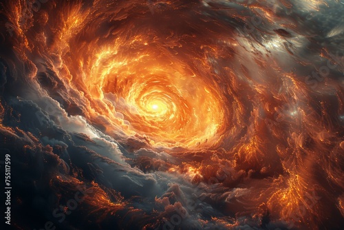 Spiraling Fire Amidst Cloudy Sky