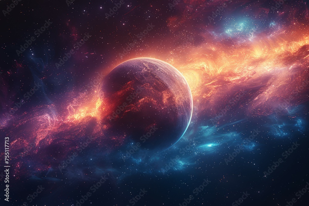 Colorful Planet in Space Scene