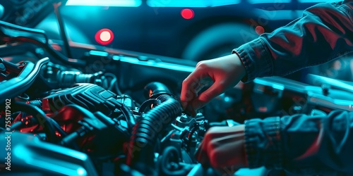 A person activates a cars engine with the push of a button. Concept Car Ignition, Push Start Button, Modern Technology, Vehicle Start, Engine Activation
