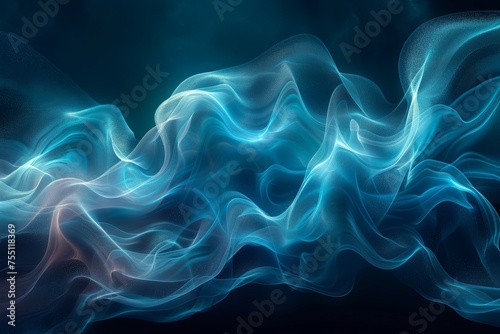 Dynamic Blue and Black Smoke Waves Background