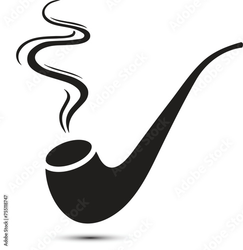 vintage smoking pipe, old-fashioned cigarette illustration