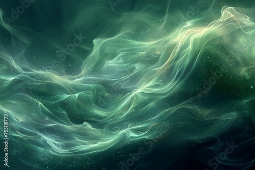 Swirling Green and White on Black