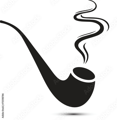 vintage smoking pipe, old-fashioned cigarette illustration