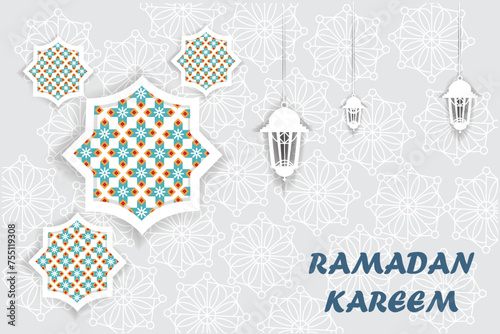 Arabic ornamental background in paper style