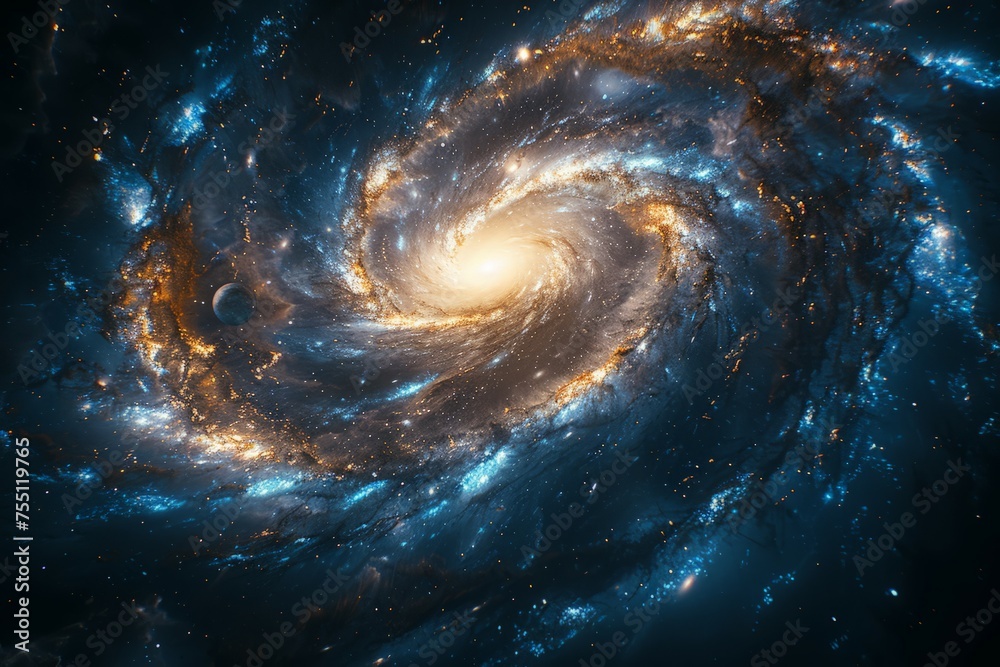 Majestic Spiral Galaxy With Stars