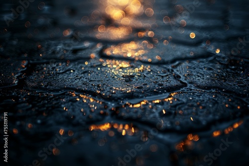 Close-Up of Rain Drops on Ground