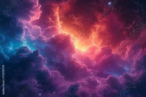 Colorful Sky With Clouds and Stars