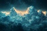 Night Sky Blanketed With Clouds and Stars