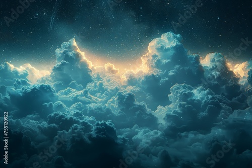 Night Sky Blanketed With Clouds and Stars