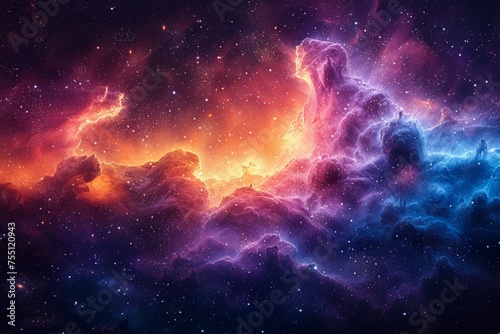 Vibrant Space Filled With Stars and Clouds