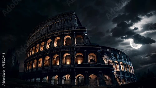 The Colosseum at Night. A Journey Through History. Travel Concept.