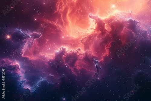 Colorful Space With Stars and Clouds