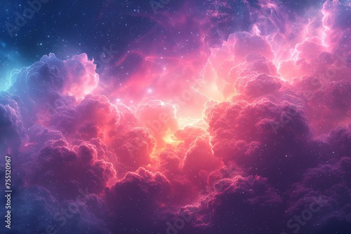 Colorful Sky With Clouds and Stars