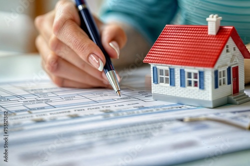 Woman filling out real estate property appraisal form