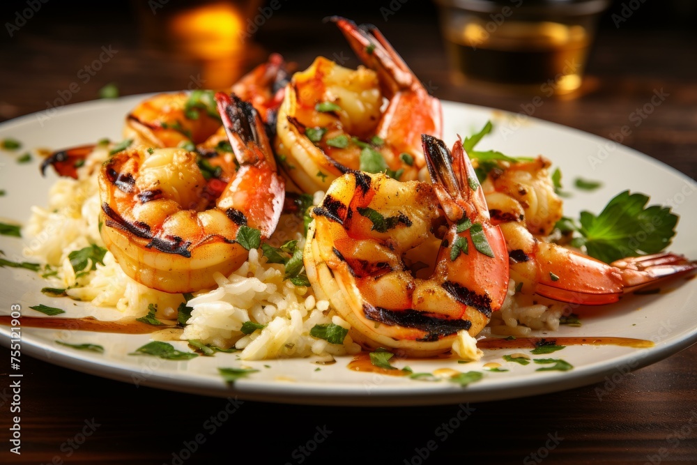 Smoky Grilled shrimp. Dinner prawn fresh. Generate Ai Smoky Grilled shrimp. Dinner prawn fresh. Generate Ai