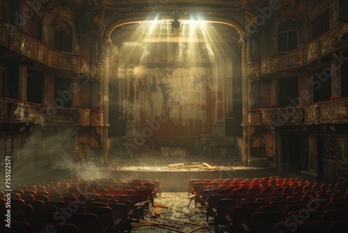 In an empty digital theater, where the melody of a ghostly opera resonates photo