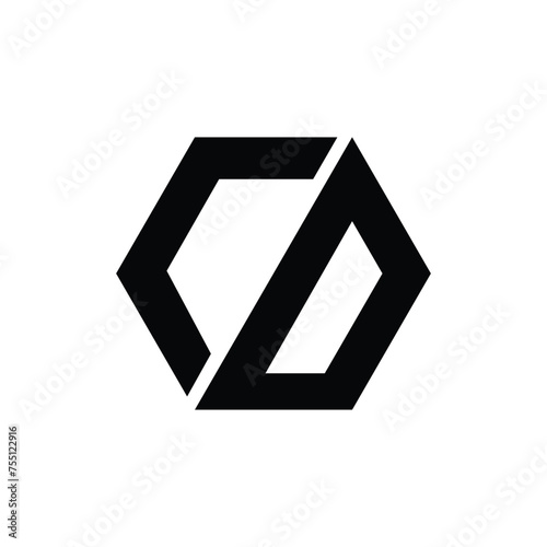 Hexagonal modern shape letter CD unique initial monogram logo concept