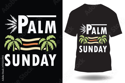 A vibrant vector T-Shirt illustration of Palm Sunday. The premium T-Shirt design for the Christian religion on the Sunday before Easter photo