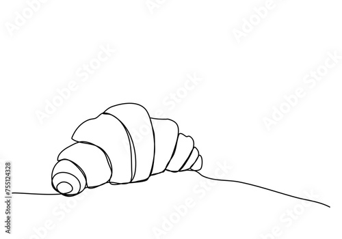 Croissant, one line drawing vector illustration.