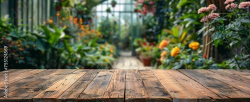 Wooden Table With Flowers © ArtCookStudio