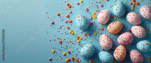 Group of Eggs With Sprinkles on Blue Surface