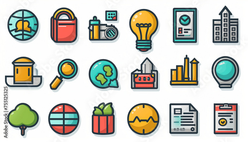 Collection of 3D Icons of Miscellaneous Objects on White Background