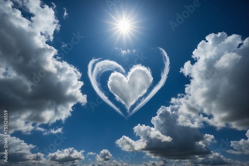 Heart-Shaped Cloud in the Middle of Blue Sky, Romance, True Love, Love Confession: I Love You, Greeting Card