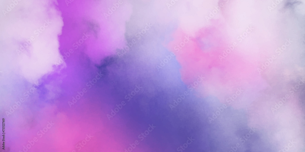 Colorful watercolor sky background. Blue and purple watercolor background with copy space