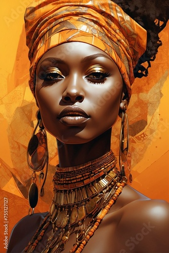 Face of an African woman with tribal makeup