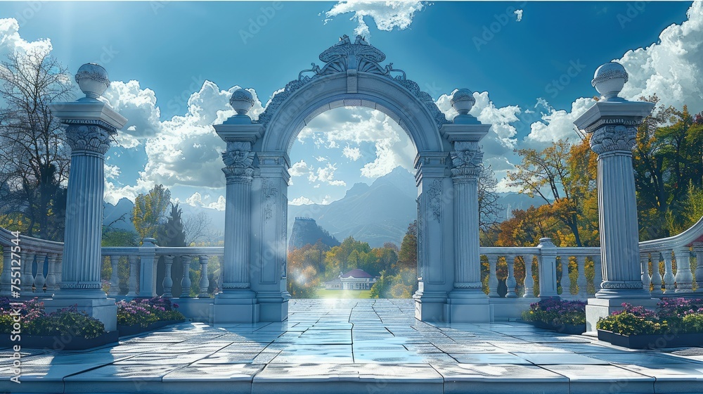 Beautiful gate of heaven. Generative AI. - obrazy, fototapety, plakaty 