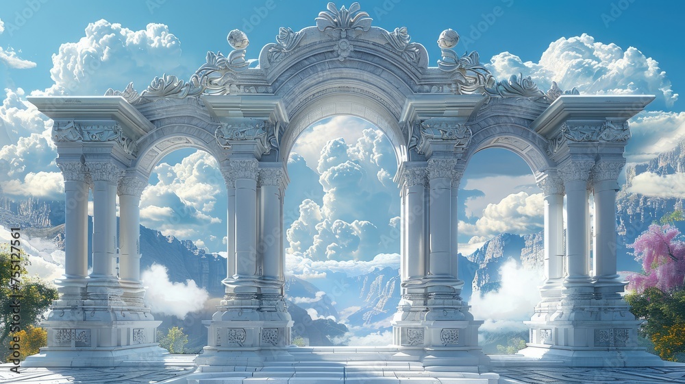 Fototapeta premium Beautiful gate of heaven. Generative AI.