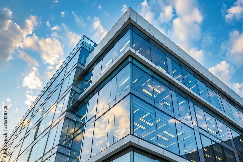 Contemporary office building facade Showcasing modern architecture and the dynamic nature of corporate environments Contemporary office building facade Showcasing modern architecture and the dynamic nature of corporate environments