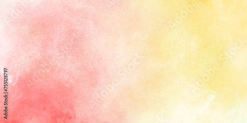 Abstract watercolor background with space. Colorful watercolor background. Pink and orange background. Abstract sunset sky with puffy clouds
