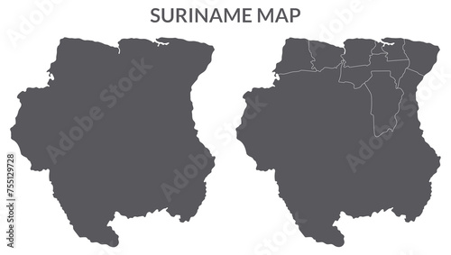 Suriname map. Map of Suriname in grey set