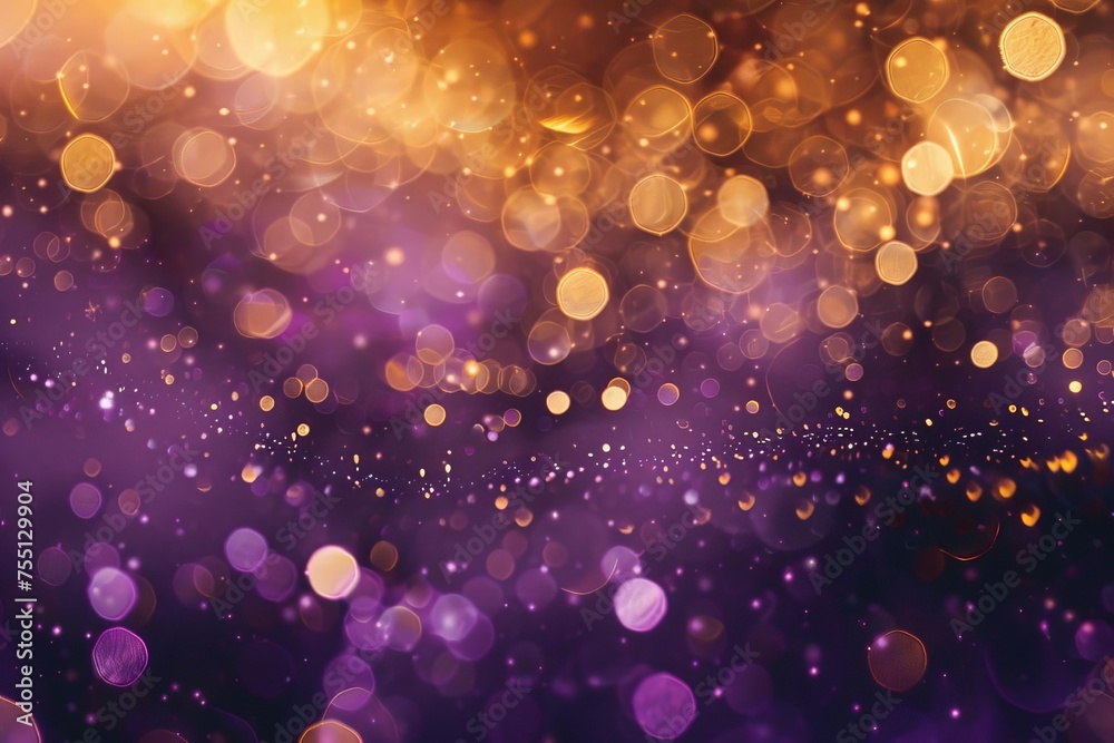 Glittering gold and purple abstract background Evoking a sense of luxury and celebration with bokeh effects Glittering gold and purple abstract background Evoking a sense of luxury and celebration with bokeh effects