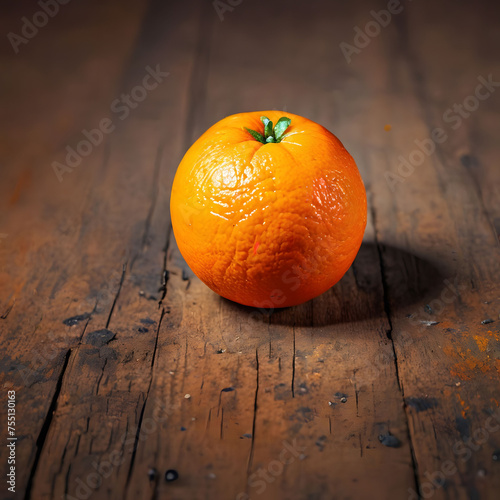 orange on wooden table