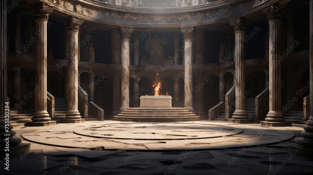 Fototapeta premium Interior of an ancient Roman or Greek temple.