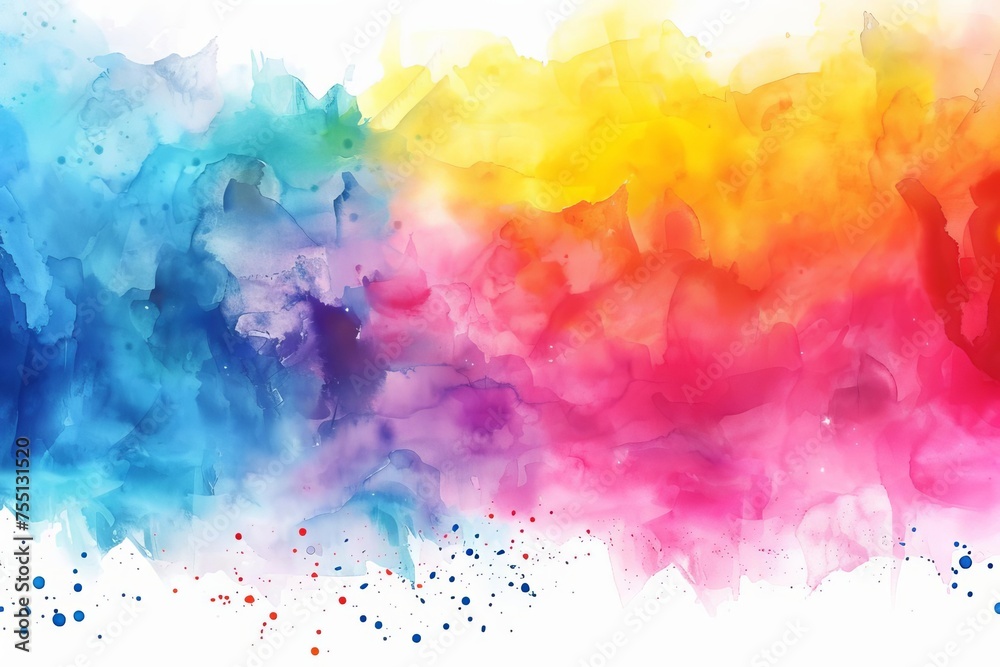 Vibrant watercolor splash background in a rainbow of hues