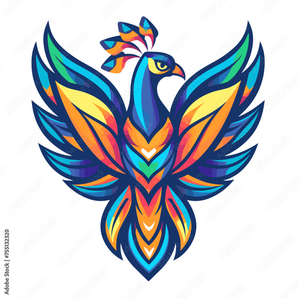 Obraz premium Vector esports logotype bird peacock on white background, logo peacock, icon peacock, sticker peacock, symbol peacock, emblem peacock