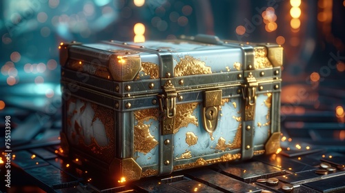 A treasure chest or safe symbolizing personal data to illustrate the concept of data protection as the protection of valuable assets. Generative AI. photo